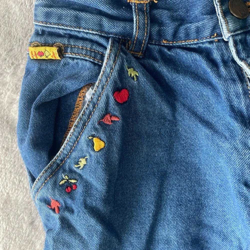 Disney Winnie the Pooh Embroidered Blue Denim Cargo Pants Girls size 7